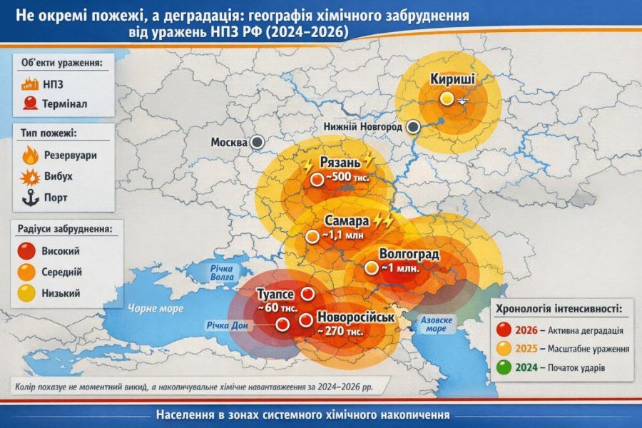 Просторовий аналіз екологічного забруднення від нафтових пожеж у РФ
